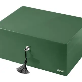 Caseti Paris humidor, spanyol cédrusfa, 80 szivar számára - zöld színű, fényes lakkozott