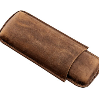 Szivartok 2 szál Robusto szivar részére - bivalybőr, antik barna (17cm)