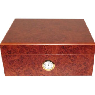 Humidor 40 szál szivar részére, cédrusfa szivar tároló doboz, párásítóval, külső hygrométerrel - gyökérmintás, Angelo