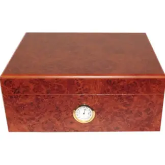 Humidor 40 szál szivar részére, cédrusfa szivar tároló doboz, párásítóval, külső hygrométerrel - gyökérmintás, Angelo