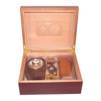 Humidor 40 szál szivar részére, cédrusfa szivar tároló doboz, párásítóval, hygrométerrel - bordó + AJÁNDÉK szett!