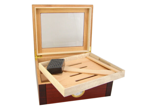 Humidor 40 szivar részére, diófa borítással, üveg tetővel, külső hygrometerrel - Image 2
