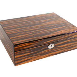 Humidor 40 szivar részére, spanyol cédrusfa szivar tároló doboz, hygrométer, párásító - Makassar-design
