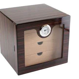 Humidor szekrény 80 szivar részére, 4 fiókkal, külső higrométer, üveg ajtós - TIKK, Achenty