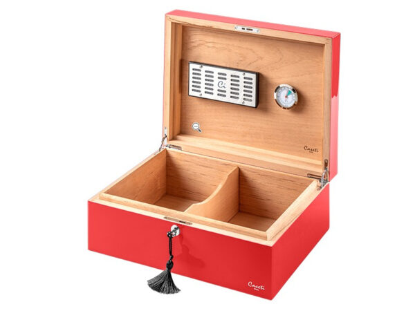 Caseti Paris humidor, spanyol cédrusfa, 80 szivar számára - piros színű, fényes lakkozott - Image 7