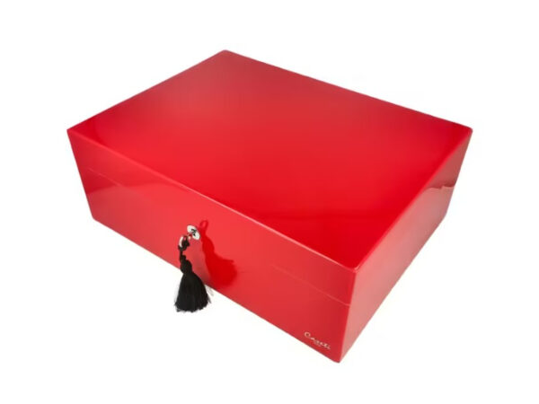 Caseti Paris humidor, spanyol cédrusfa, 80 szivar számára - piros színű, fényes lakkozott - Image 4