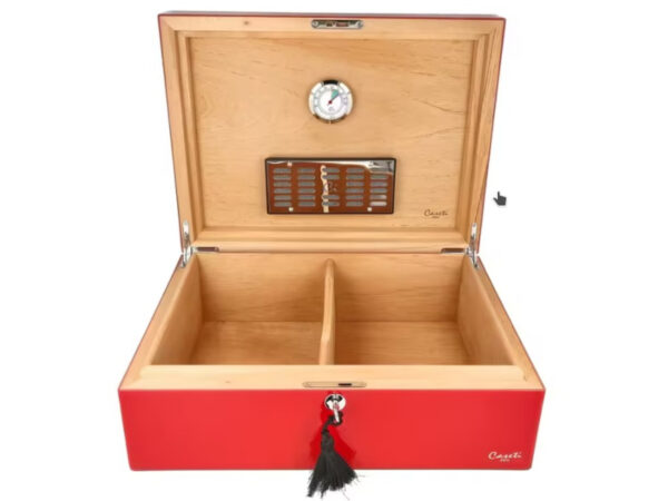 Caseti Paris humidor, spanyol cédrusfa, 80 szivar számára - piros színű, fényes lakkozott - Image 2