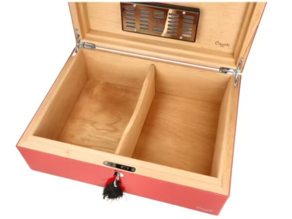 Caseti Paris humidor, spanyol cédrusfa, 80 szivar számára - piros színű, fényes lakkozott - Image 9
