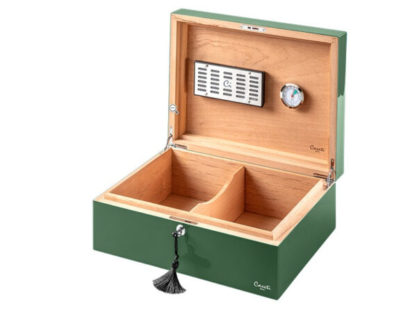 Caseti Paris humidor, spanyol cédrusfa, 80 szivar számára - zöld színű, fényes lakkozott - Image 7