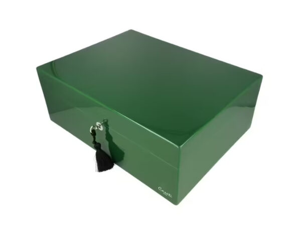 Caseti Paris humidor, spanyol cédrusfa, 80 szivar számára - zöld színű, fényes lakkozott - Image 4