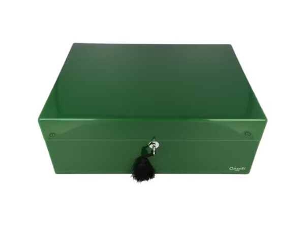 Caseti Paris humidor, spanyol cédrusfa, 80 szivar számára - zöld színű, fényes lakkozott - Image 5