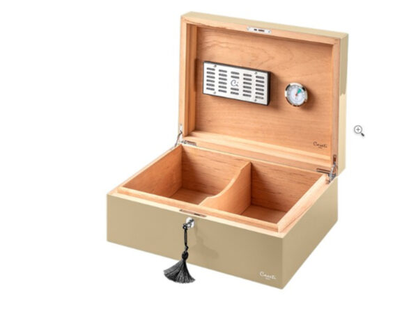 Caseti Paris humidor, spanyol cédrusfa, 80 szivar számára - Bézs színű, fényes lakkozott - Image 7