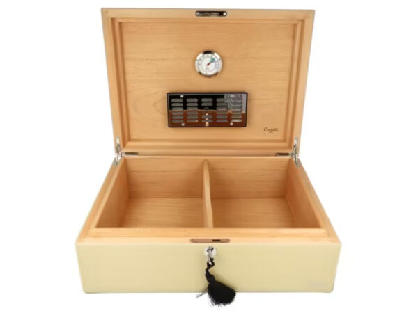 Caseti Paris humidor, spanyol cédrusfa, 80 szivar számára - Bézs színű, fényes lakkozott - Image 2