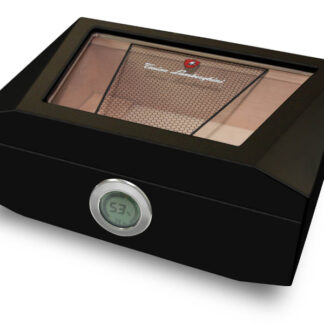 Humidor 80 szivar részére, üvegtetős, cedrusfa szivar doboz, párásítóval, külső hygrométerrel - Lamborghini Monte Carlo