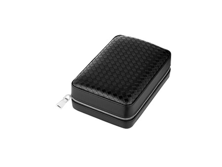 Utazó humidor 4 szál szivarhoz - cédrusfa szivartartó doboz, fekete bőr borítású (20x14cm) - Image 2