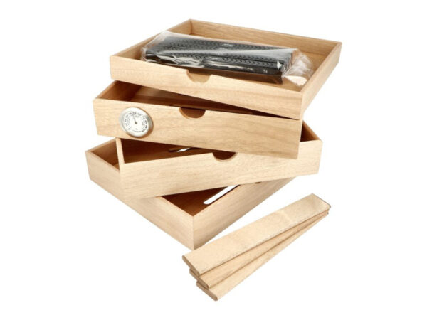 Humidor szekrény 80 szivar részére, 4 fiókkal, üveg ajtós, zárható,  külső higrométer, párásító - fekete, Angelo - Image 5