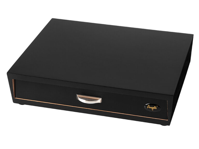 Humidor 30 szál szivarnak, fiókos cédrusfa szivar tároló doboz, párásítóval, hygrométerrel - fekete, Angelo