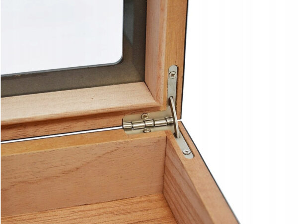 Humidor 30 szál szivar részére, spanyol cédrusfa szivar doboz, üvegtetős, párásítóval, hygrométerrel - Carbon - Image 6