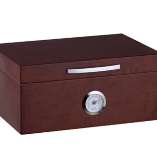 Humidor 50 szivar részére, cédrusfa szivar doboz, kristályos párásítóval, hygrométerrel - barna