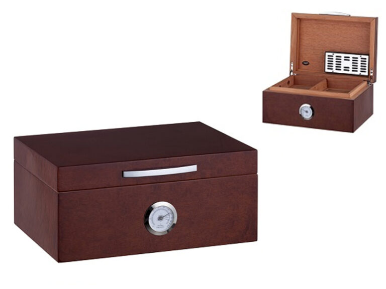 Humidor 50 szivar részére, cédrusfa szivar doboz, kristályos párásítóval, hygrométerrel - barna - Image 2