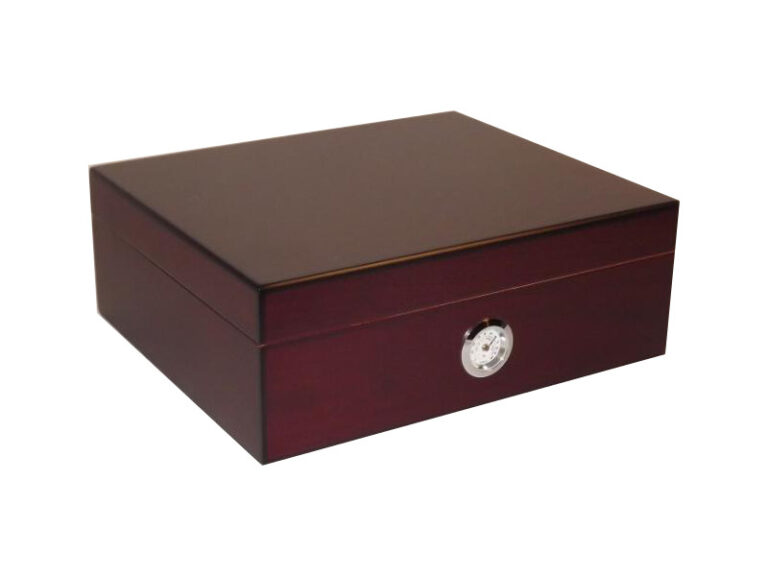 Humidor 40 szál szivar részére, cédrusfa, párásítóval, külső hygrométerrel - mahagóni - Image 2