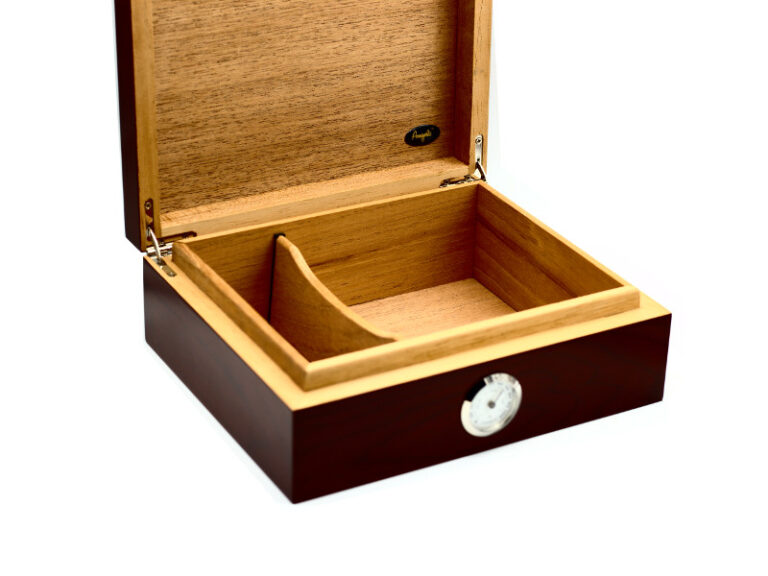 Humidor 30 szál szivar részére, spanyol cédrusfa szivartartó doboz, párásító és külső hygrometer - bordó, Angelo - Image 3