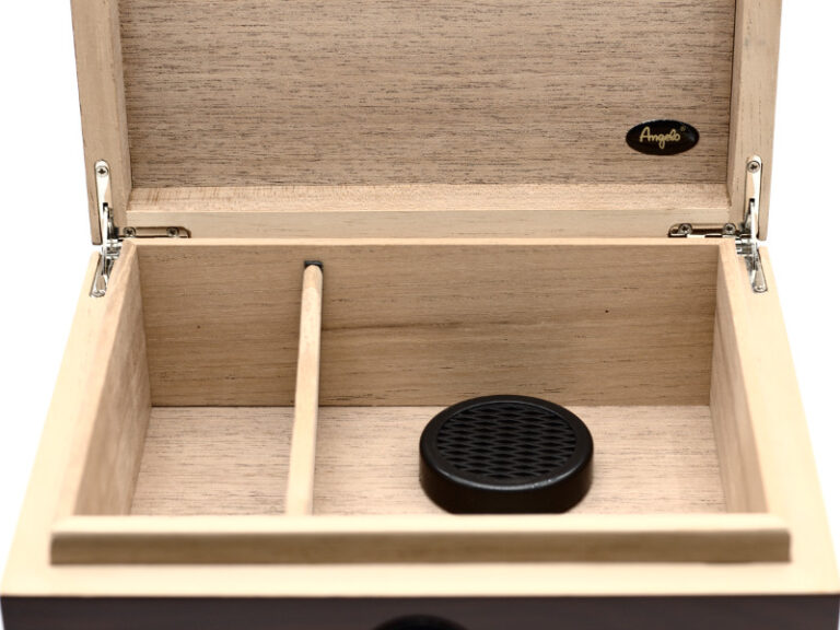 Humidor 30 szál szivar részére, spanyol cédrusfa szivartartó doboz, párásító és külső hygrometer - bordó, Angelo - Image 5