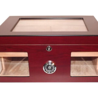 Humidor 80 szál szivar részére, cédrusfa szivar doboz, üvegtető, hygrométerrel és párásítóval - bordó, Angelo