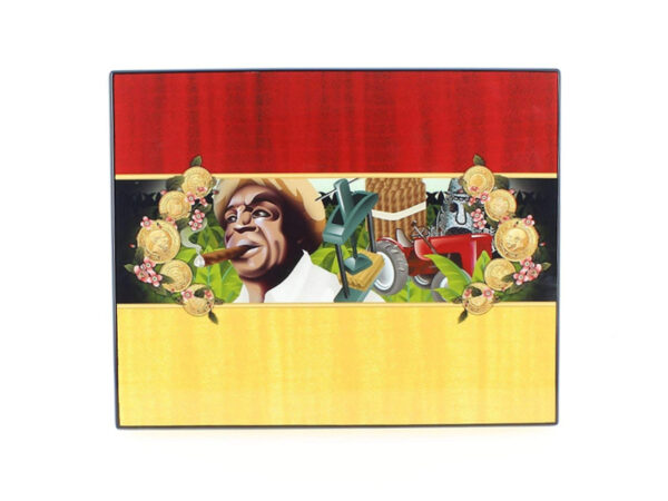 Humidor 50 szál szivar részére, lakkozott spanyol cédrusfa szivartartó doboz, kulccsal zárható, párásító és belső hygrometer - Cigarman - Image 3