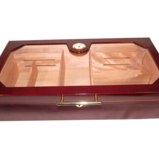 Gasztrohumidor - nagy méretű cédrusfa szivar doboz, üvegtető, hygrométerrel és párásítóval - bordó, Angelo