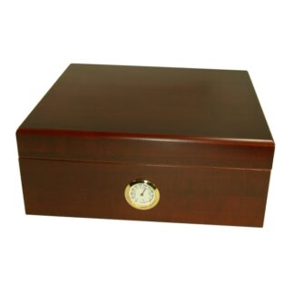 Humidor 40 szál szivar részére, cédrusfa szivar doboz, párásítóval, külső hygrométerrel - vöröses barna, Angelo