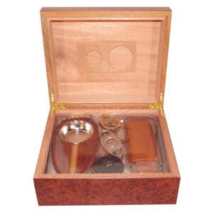 Humidor 40 szivar részére, gyökérmintás szivar tároló doboz, hygrométer, párásító + AJÁNDÉK szett!