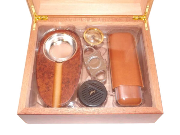 Humidor 40 szivar részére, gyökérmintás szivar tároló doboz, hygrométer, párásító + AJÁNDÉK szett! - Image 3