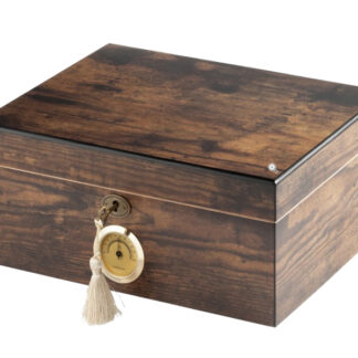 Antik Humidor 50 szál szivar részére, cédrusfa szivar doboz, párásítóval, hygrométerrel