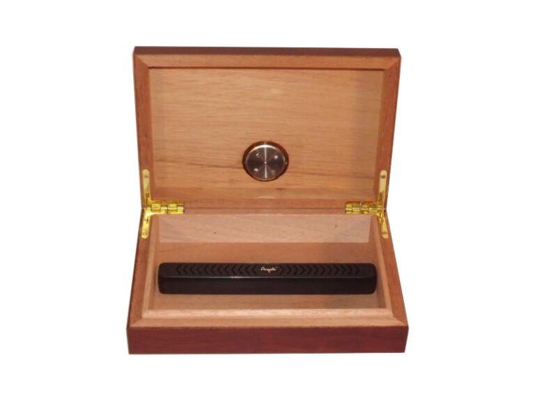 Utazó humidor - cédrusfa szivartartó doboz, párásítóval és külső hygrométerrel - barna (19x13cm) - Image 3