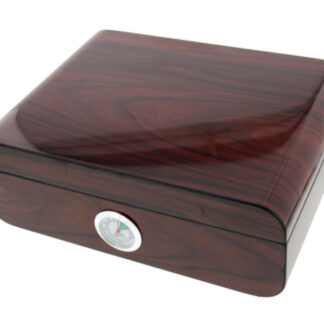 Humidor 50 szál szivar részére, cédrusfa szivar tároló doboz, párásítóval, külső hygrométerrel, barna, ovál - Angelo