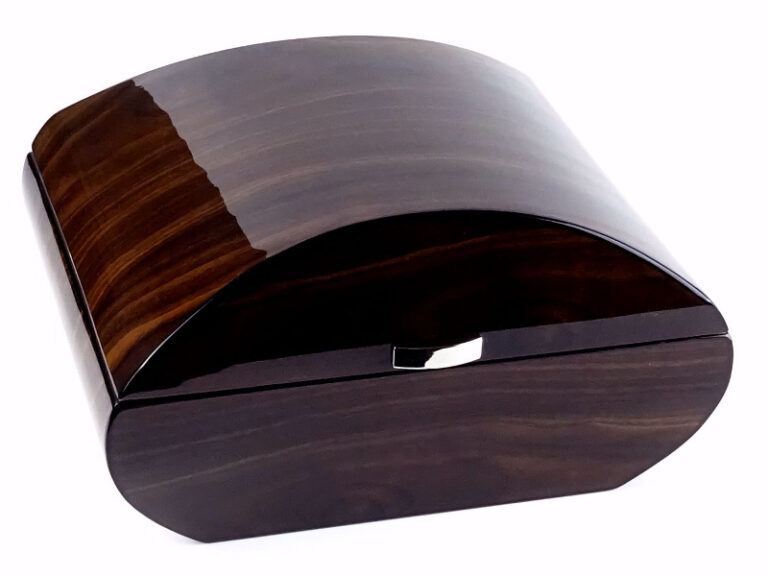 Humidor 50 szál szivar részére, cédrusfa szivar tároló doboz, párásítóval, digitális-hygrométerrel, barna, ívelt - Image 7