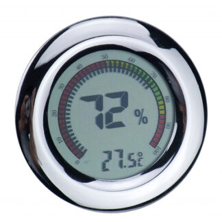 Szivar tartó dobozba digitális thermo-hygrométer - páratartalom és hőmérséklet mérő, kerek, Angelo (6cm)
