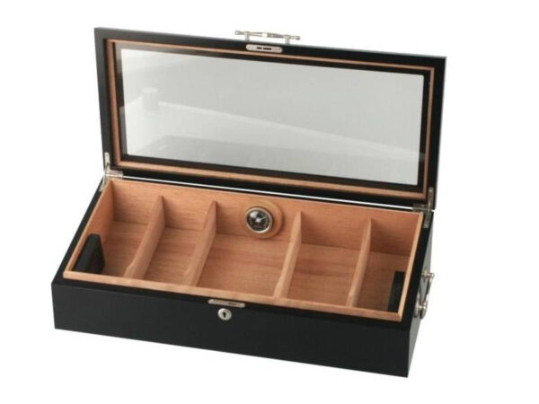 Gasztro humidor 150 szál szivarnak, szivartartó doboz, spanyol cédrusfa, üvegtető, párásító és hygrométer - dióbarna, Passatore - Image 2