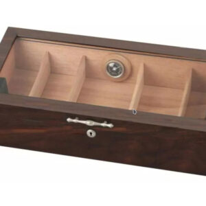 Gasztro humidor 150 szál szivarnak, szivartartó doboz, spanyol cédrusfa, üvegtető, párásító és hygrométer - dióbarna, Passatore