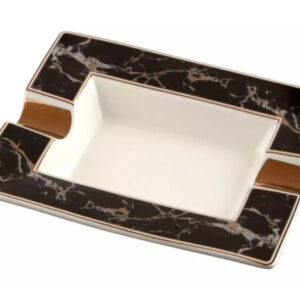 Szivar hamutartó 2 szál szivarnak - porcelán, márvány mintás (20x17cm)