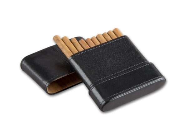 Cigarillo tok - 10 szivarka részére, fekete bőr (85x85mm) - Image 2