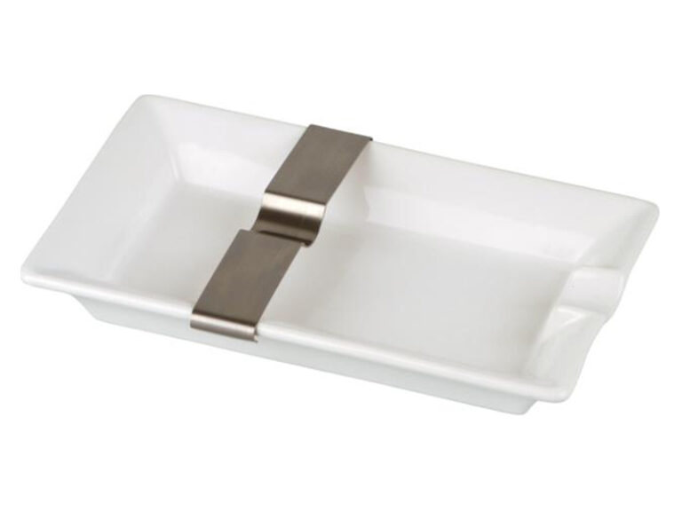 Szivar hamutál - Porcelán, fehér - fém szivartartó betéttel - Image 2