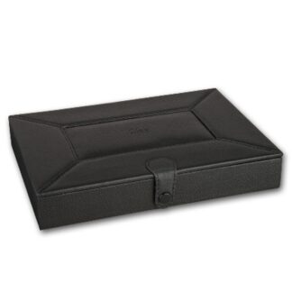 Utazó humidor "Columbus" - cédrusfa szivartartó doboz, párásítóval, fekete bőr borítású