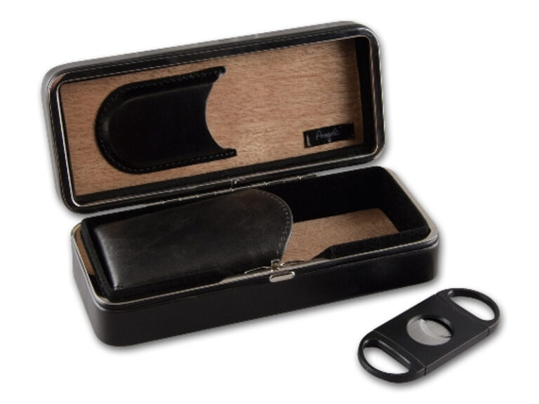 Utazó humidor 4 szál szivarhoz - cédrusfa szivartartó doboz, fekete + szivarvágó - Image 6