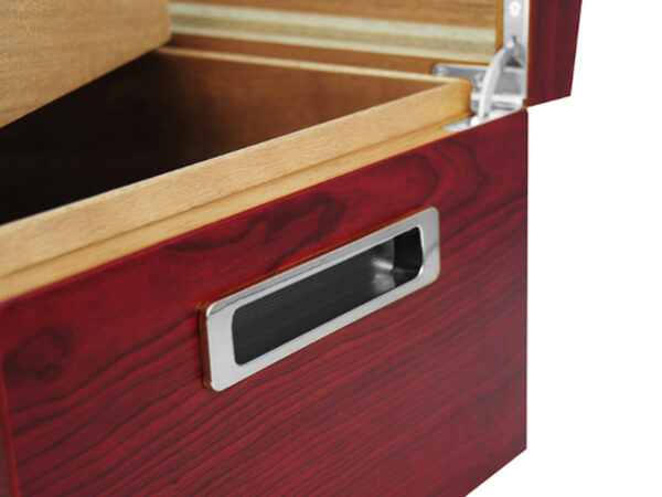 Gasztro humidor 80 szál szivar részére, üvegtetős spanyol cédrusfa szivartartó doboz, kulccsal zárható, párásító, hygrometer - Cherry - Image 5