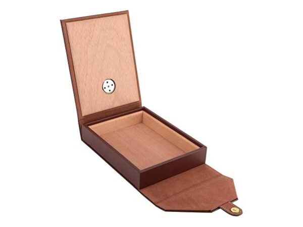Utazóhumidor - 15 szivar részére, cédrusfa belső, párásító - barna bőr, Achenty! - Image 2