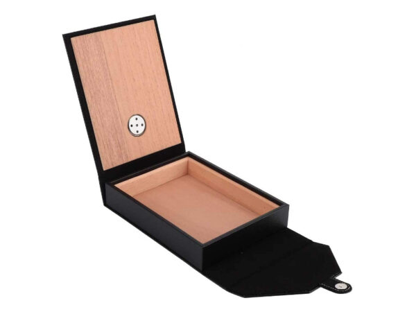 Utazóhumidor - 15 szivar részére, cédrusfa belső, párásító - fekete bőr, Achenty! - Image 2