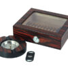 Achenty! Humidor 30 szivar részére, spanyol cédrusfa, üvegtetővel, párásító, hygrométer, Makassar + AJÁNDÉK szett