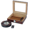 Achenty! Humidor 30 szivar részére, spanyol cédrusfa, üvegtetővel, párásító, hygrométer, Makassar + AJÁNDÉK szett - Image 3